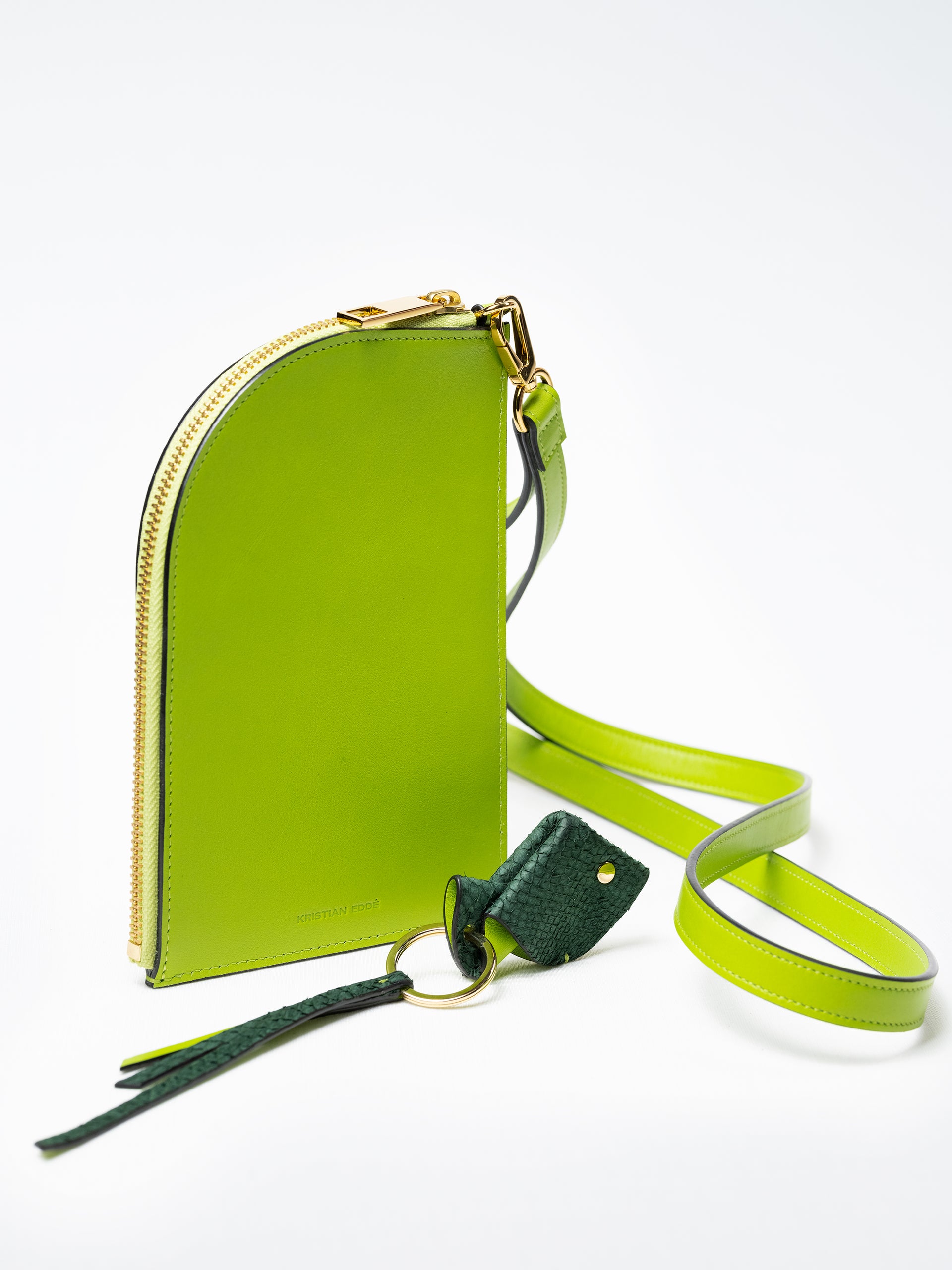 Zip Pouch on Strap in Apple Green