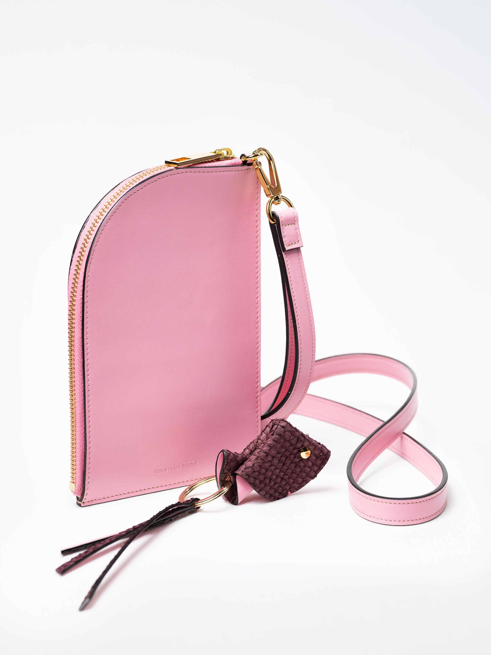Zip Pouch on Strap in Pink