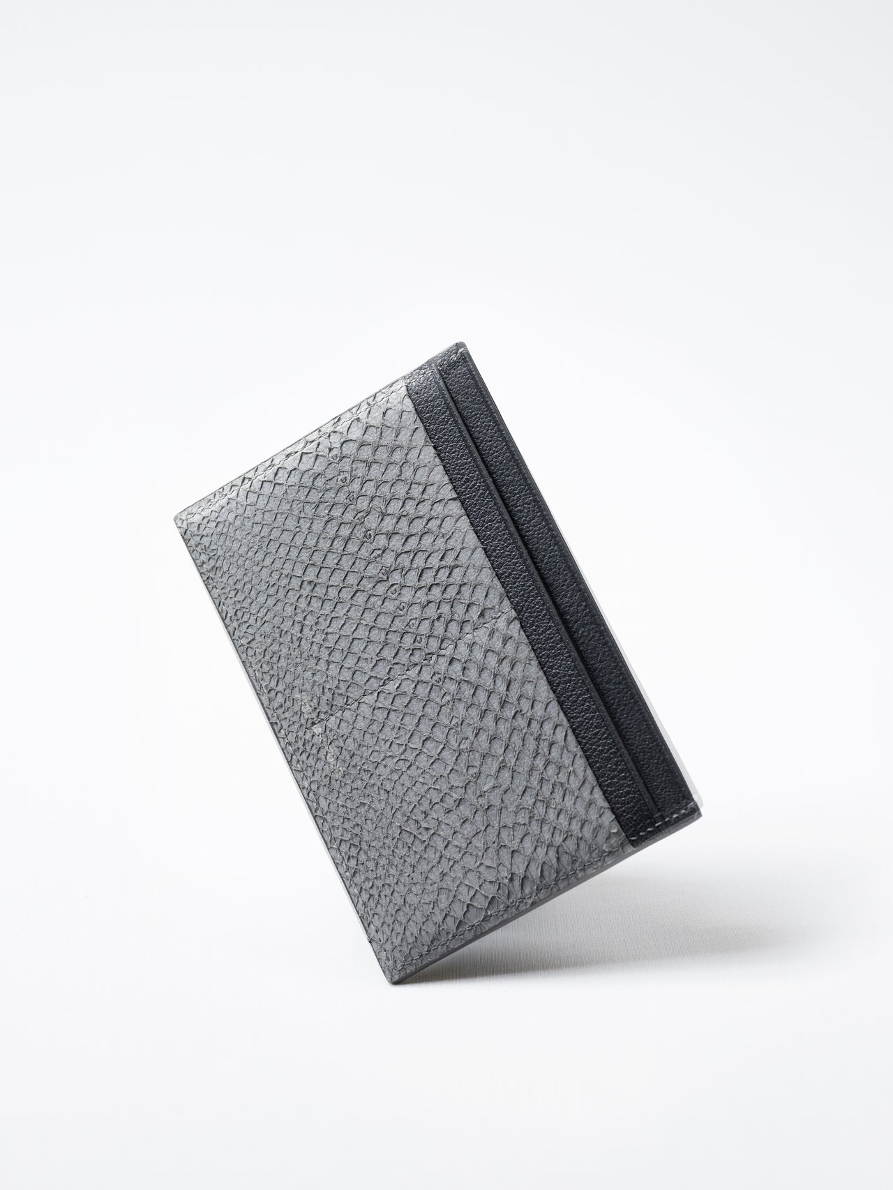 Aurora Gray Passport Holder in premium Scandinavian salmon leather, on white background