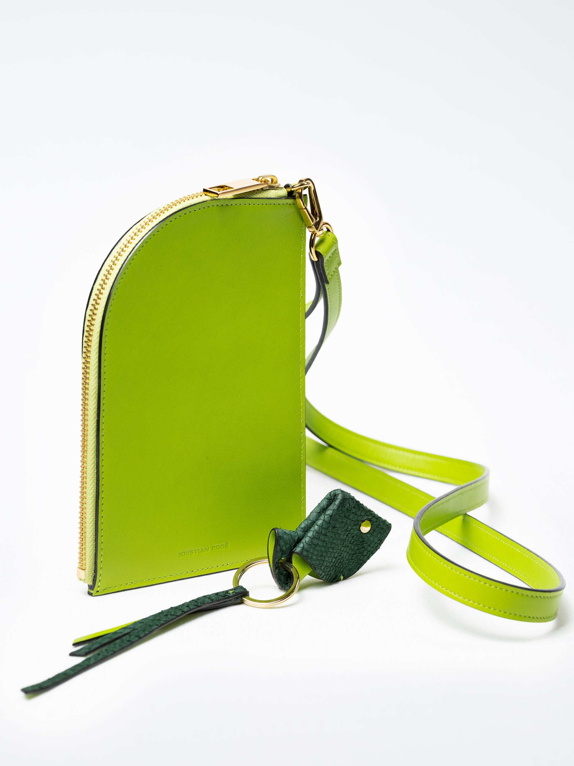 Zip Pouch on Strap in Apple Green